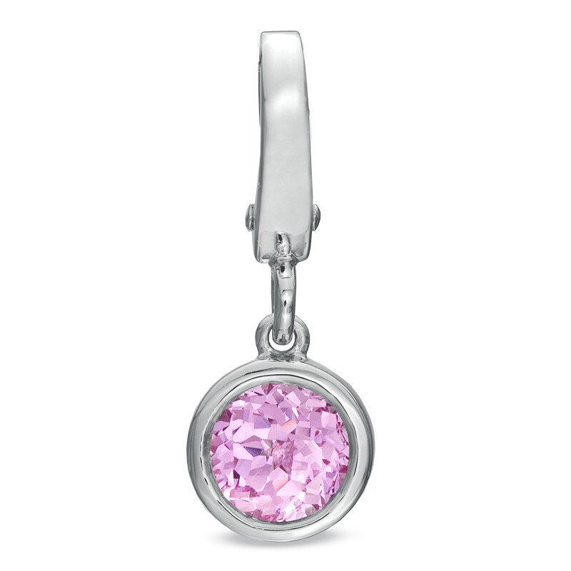 Main Image 1 of Tiny Toes™ 6.0mm Lab-Created Pink Sapphire Bracelet Charm in Sterling Silver
