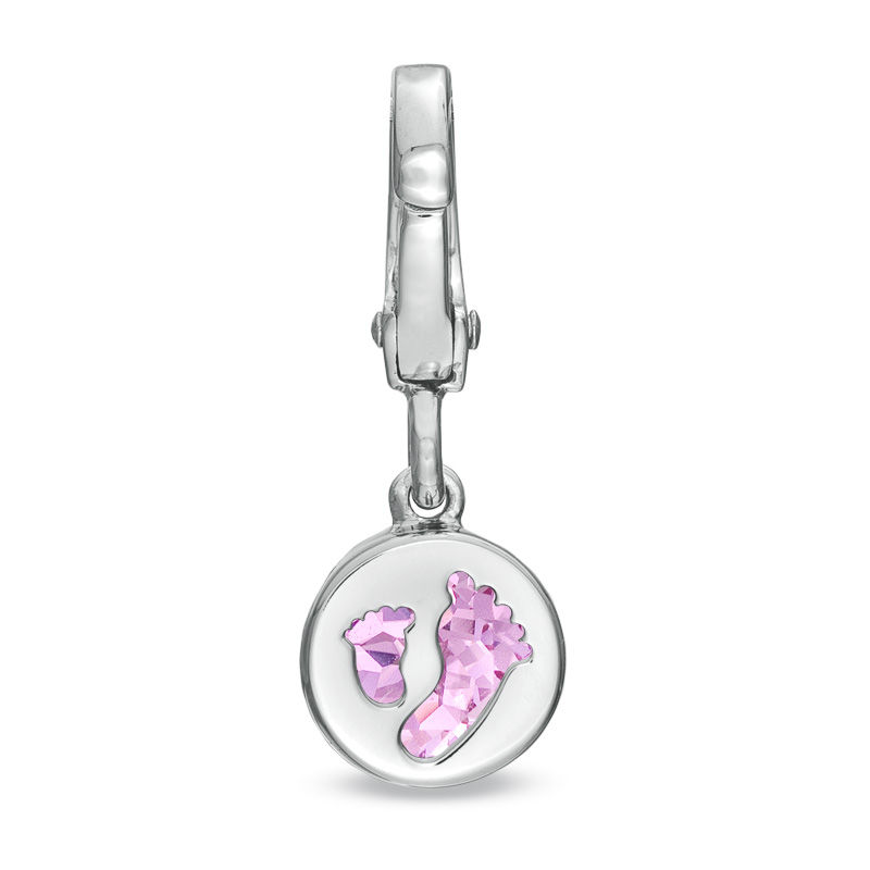 Main Image 3 of Tiny Toes™ 6.0mm Lab-Created Pink Sapphire Bracelet Charm in Sterling Silver