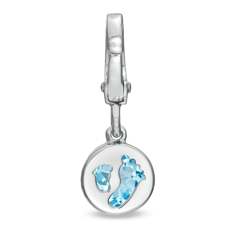 Main Image 3 of Tiny Toes™ 6.0mm Blue Topaz Bracelet Charm in Sterling Silver