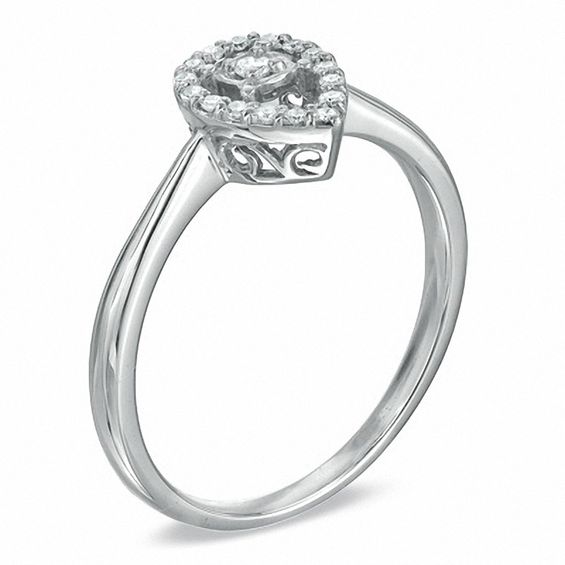 1/10 CT. T.W. Diamond PearFramed Promise Ring in Sterling Silver