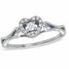 Thumbnail Image 0 of 1/10 CT. T.W. Diamond Heart Framed Promise Ring in Sterling Silver