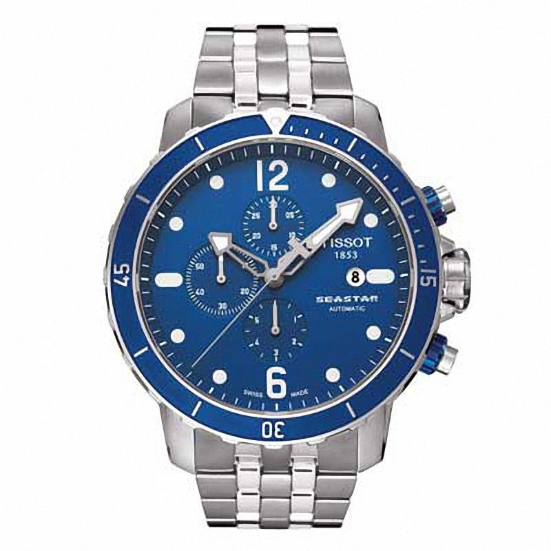 Main Image 1 of Men's Tissot Seastar 1000 Automatic Chronograph Watch with Blue Dial (Model: T066.427.11.047.00)