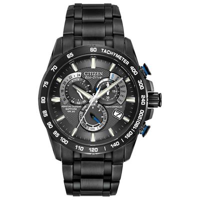 Men's Citizen Eco-Drive® Perpetual A-T Chronograph Black IP Watch