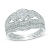 Thumbnail Image 1 of 1/2 CT. T.W. Multi-Diamond Three Stone Bridal Set in 10K White Gold