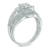 Thumbnail Image 2 of 1/2 CT. T.W. Multi-Diamond Three Stone Bridal Set in 10K White Gold