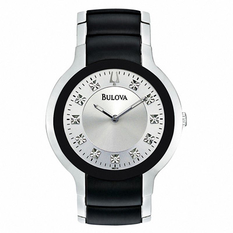 Main Image 1 of Men's Bulova Diamond Accent Two-Tone Watch with Silver-Tone Dial (Model: 98D118)