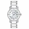 Thumbnail Image 1 of Ladies' Bulova Stainless Steel and Ceramic Diamond Accent Watch with Mother-of-Pearl Dial (Model: 98P121)