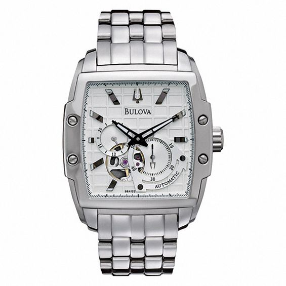 Men's Bulova BVA-Series 145 Automatic Watch with Tonneau Silver-Tone Dial (Model: 96A122)