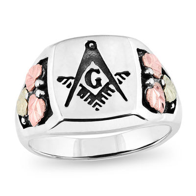 Men S Black Hills Gold Mason Ring In Sterling Silver - 
