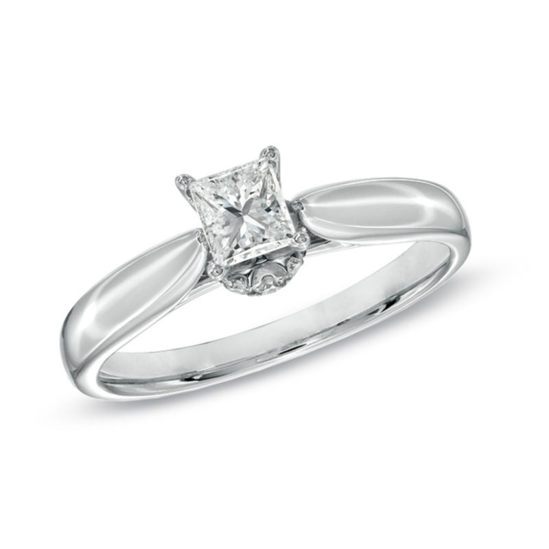 Main Image 1 of For Eternity 1/2 CT. T.W. Princess-Cut Diamond Solitaire Engagement Ring in 14K White Gold