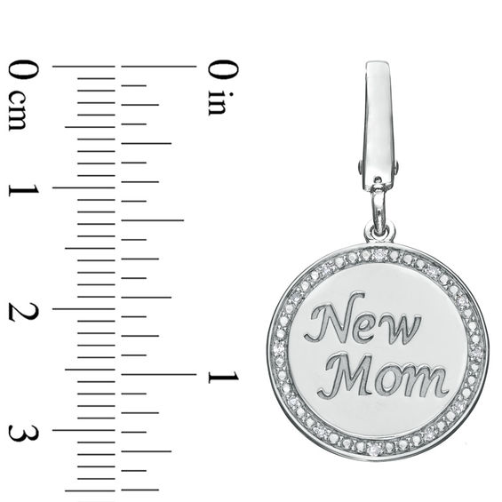 Tiny Toesâ¢ Diamond Accent "New Mom" Disc Bracelet Charm in Sterling Silver