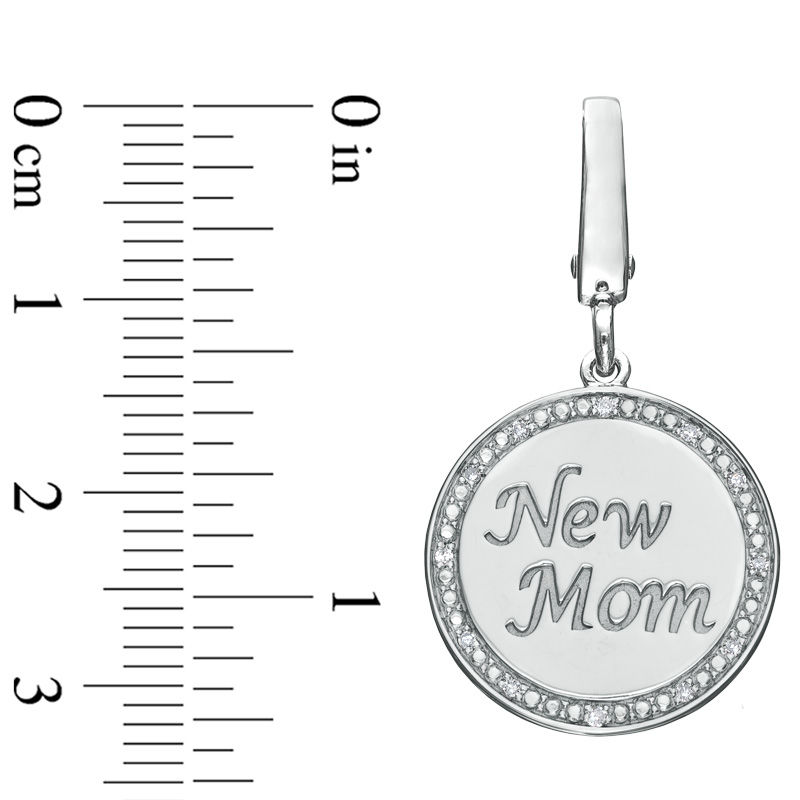 Tiny Toes™ Diamond Accent "New Mom" Disc Bracelet Charm in Sterling Silver