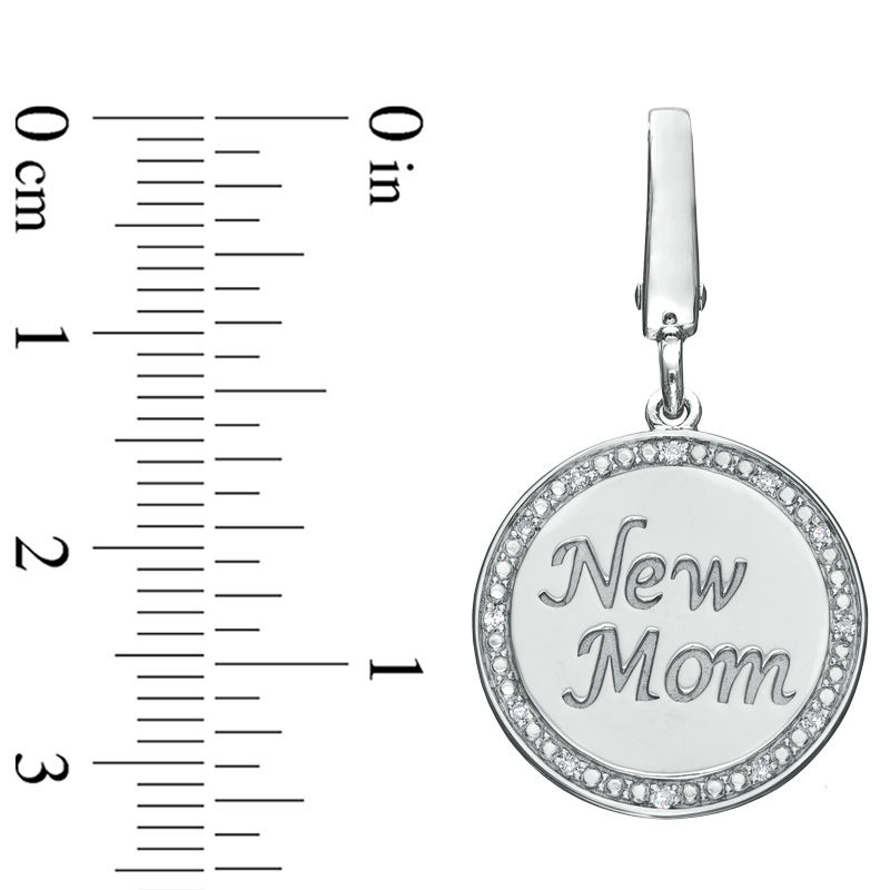 Main Image 2 of Tiny Toes™ Diamond Accent "New Mom" Disc Bracelet Charm in Sterling Silver