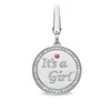 Thumbnail Image 1 of Tiny Toes™ Diamond Accent and Pink Sapphire "It's a Girl" Disc Bracelet Charm in Sterling Silver