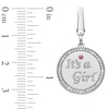 Thumbnail Image 2 of Tiny Toes™ Diamond Accent and Pink Sapphire "It's a Girl" Disc Bracelet Charm in Sterling Silver
