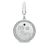 Thumbnail Image 0 of Tiny Toes™ Diamond Accent and Blue Sapphire "It's a Boy" Disc Bracelet Charm in Sterling Silver