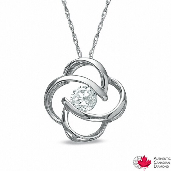 1/4 CT. Certified Canadian Diamond Clover Pendant in 14K White Gold (I/I2)