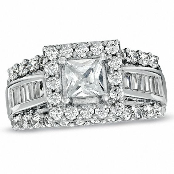 2-5/8 CT. T.w. Princess-Cut Diamond Frame Engagement Ring in 14K White Gold