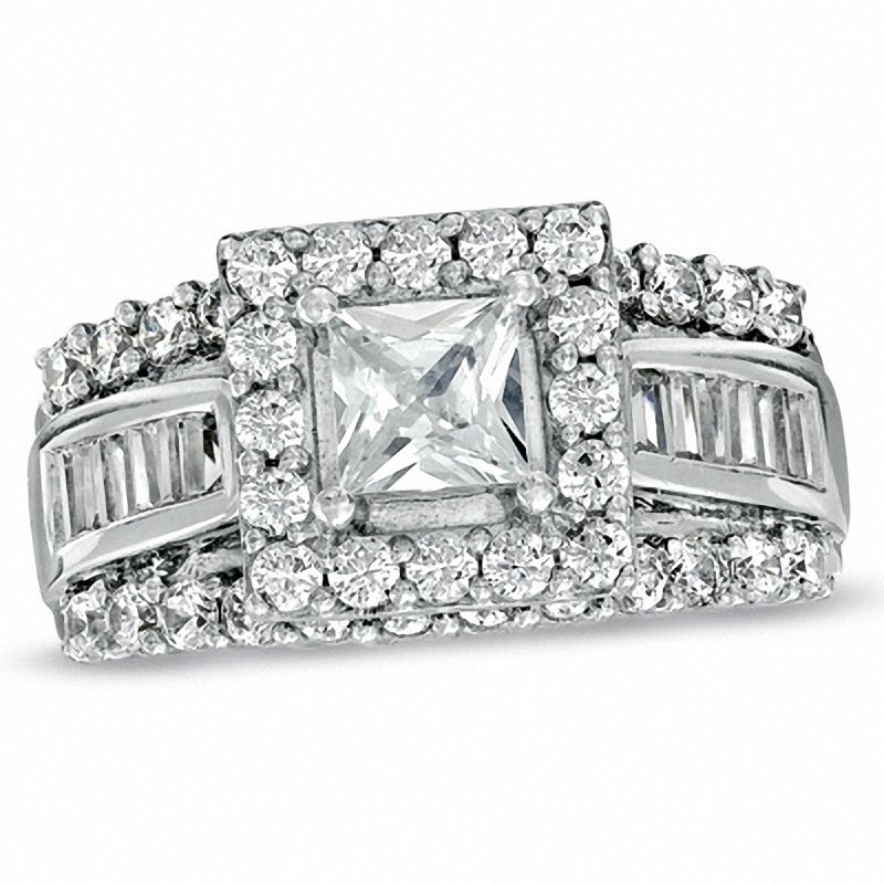 Main Image 1 of 2-5/8 CT. T.W. Princess-Cut Diamond Frame Engagement Ring in 14K White Gold