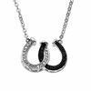 Thumbnail Image 1 of 1/8 CT. T.W. Enhanced Black and White Diamond Double Horseshoe Pendant in Sterling Silver - 16"