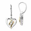 Thumbnail Image 1 of Diamond Accent Swirl Heart Drop Earrings in Sterling Silver and 14K Gold