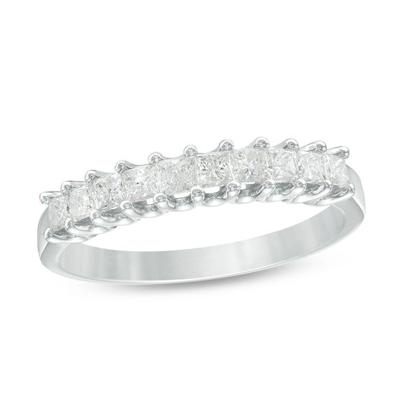1 2 Ct T W Princess Cut Diamond Wedding Band In 14k White Gold T W Princess Cut Diamond Wedding Band In 14k White Gold