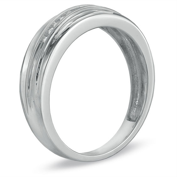 Men's Diamond Accent Wedding Band in 10K White Gold | Zales