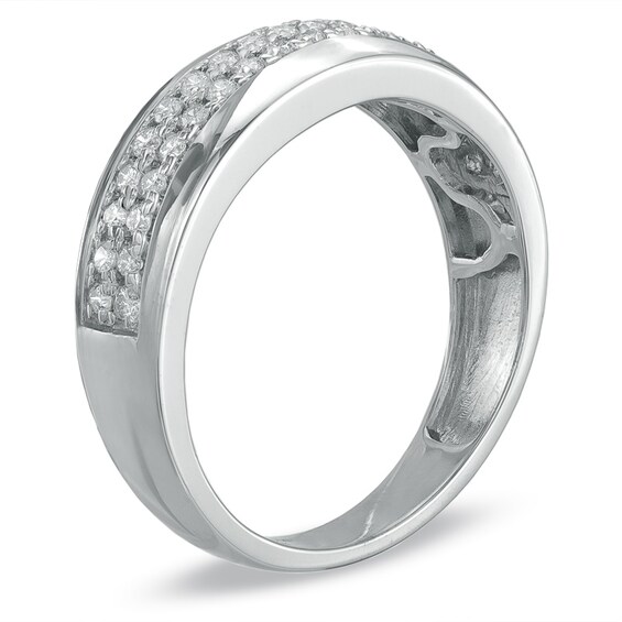 Men's 1/2 CT. T.W. Diamond Wedding Band in 10K White Gold Men's 1/2 CT. T.W. Diamond Wedding Band in 10K White Gold