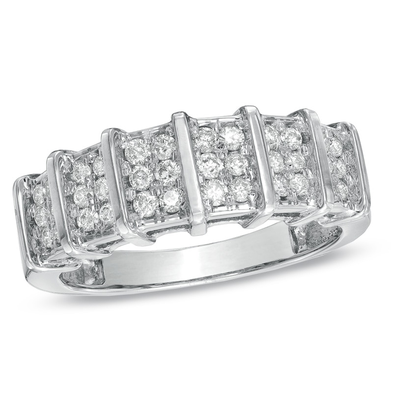 Ladies' 3/8 CT. T.W. Diamond Wedding Band in 10K White Gold | Zales