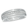 Thumbnail Image 0 of Men's 1/5 CT. T.W. Diamond Wedding Band in 10K White Gold