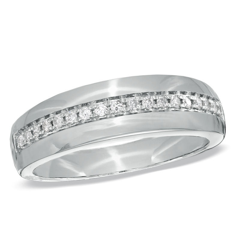 Men's 1/5 CT. T.W. Diamond Wedding Band in 10K White Gold