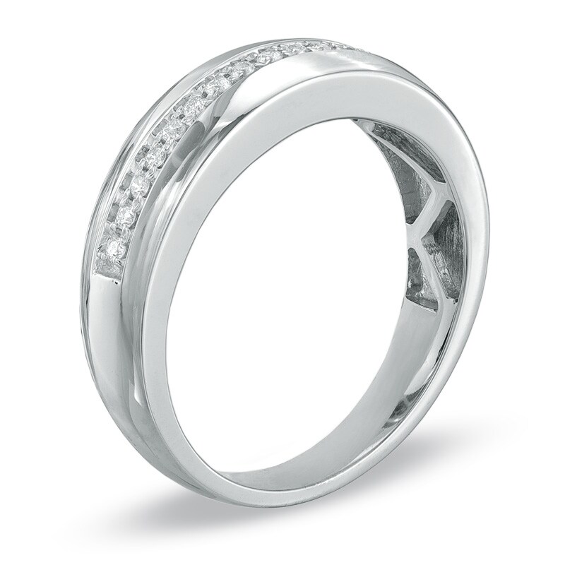 Men's 1/5 CT. T.W. Diamond Wedding Band in 10K White Gold