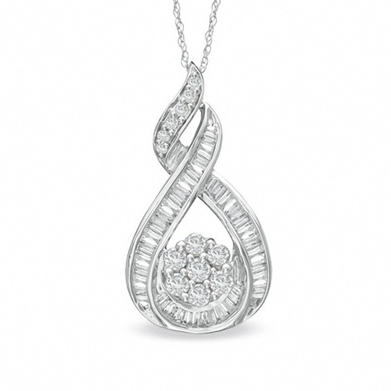 1 CT. T.w. Diamond Wrapped Flower Pendant in 10K White Gold