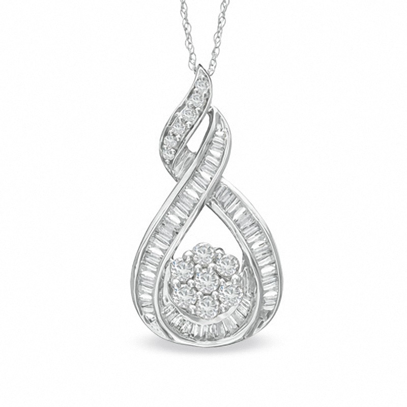 1 CT. T.W. Diamond Wrapped Flower Pendant in 10K White Gold