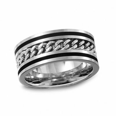 Mens smooth chain link wedding band Ring 316 stainless steel size 10