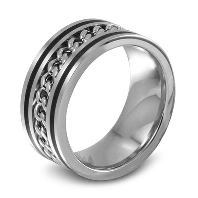 Mens smooth chain link wedding band Ring 316 stainless steel size 10