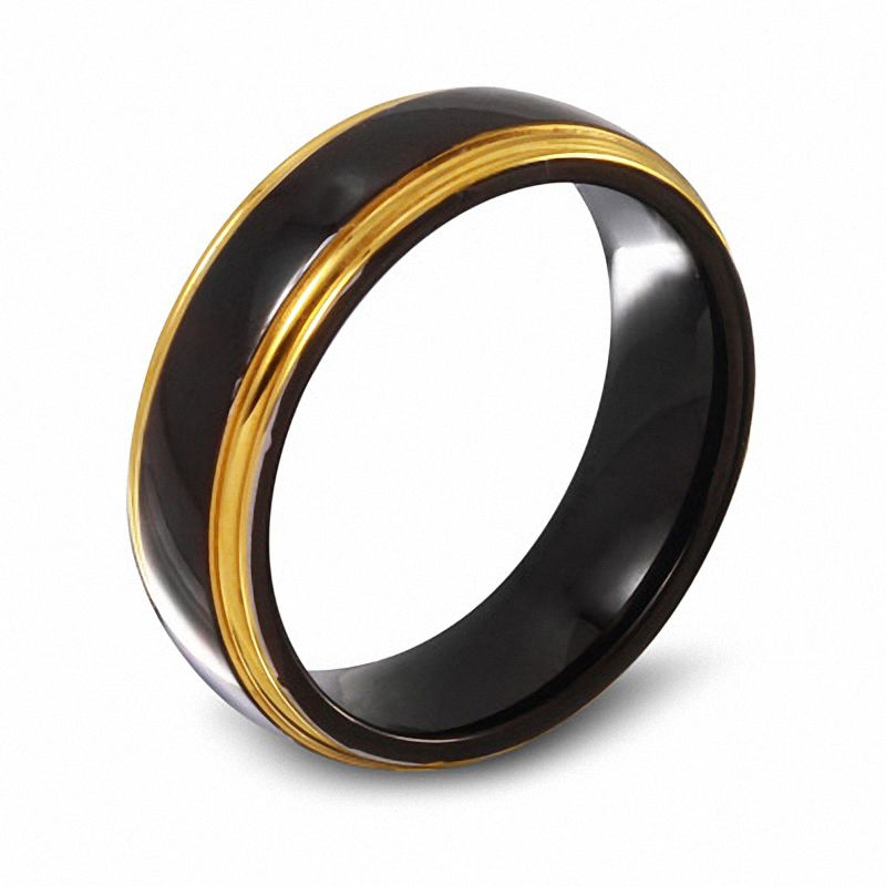 Men's Yellow Gold Whiskey Barrel Wood & Black Meteorite Wedding Band - Size  11.5 | 8mm Wide – Rustic and Main