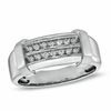 Thumbnail Image 0 of Men's 1/5 CT. T.W. Diamond Double Row Wedding Band in 10K White Gold