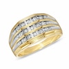Thumbnail Image 0 of Men's 1/2 CT. T.W. Diamond Angled Three Row Band in 10K Gold