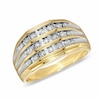 Thumbnail Image 1 of Men's 1/2 CT. T.W. Diamond Angled Three Row Band in 10K Gold