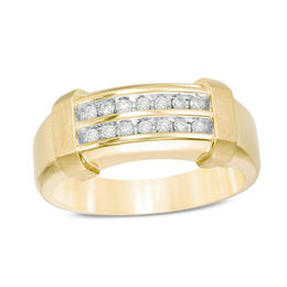 1/5 CT. T.W. Diamond Double Row Wedding Band in 10K Gold