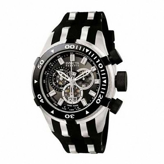 Men's Invicta Reserve Chronograph Strap Watch with Black Dial (Model: 0976)