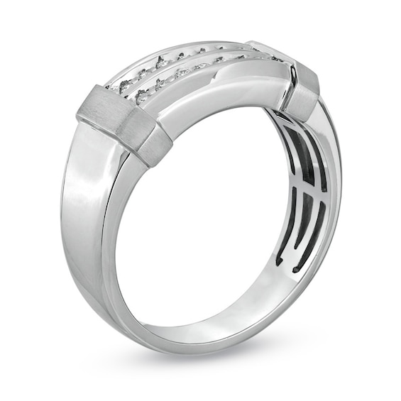 1/5 CT. T.w. Diamond Double Row Wedding Band in 10K White Gold