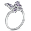 Thumbnail Image 1 of Amethyst and Lab-Created White Sapphire Butterfly Ring in Sterling Silver