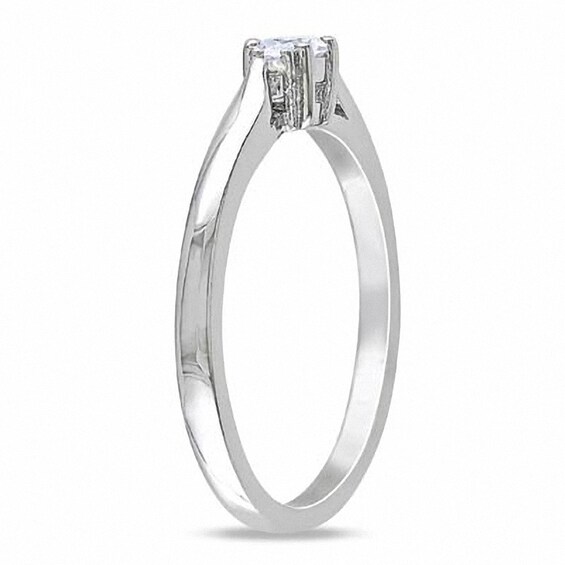 Lab-Created White Sapphire and Diamond Accent Three Stone Promise Ring Sterling Silver