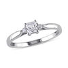 Thumbnail Image 1 of Princess-Cut White Lab-Created Sapphire and Diamond Accent Promise Ring in Sterling Silver