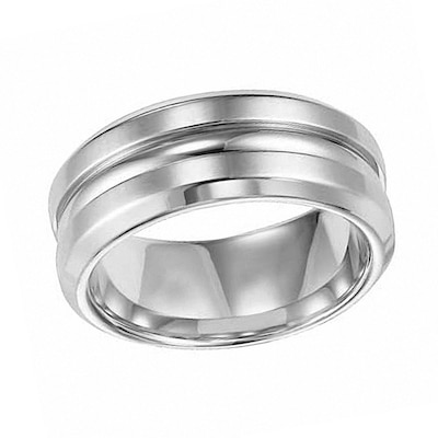 Titanium 8mm Grooved Satin & Polished Band Size 10.5 Length Width 8 