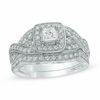 Thumbnail Image 1 of 1 CT. T.W. Princess-Cut Diamond Twist Bridal Set in 14K White Gold