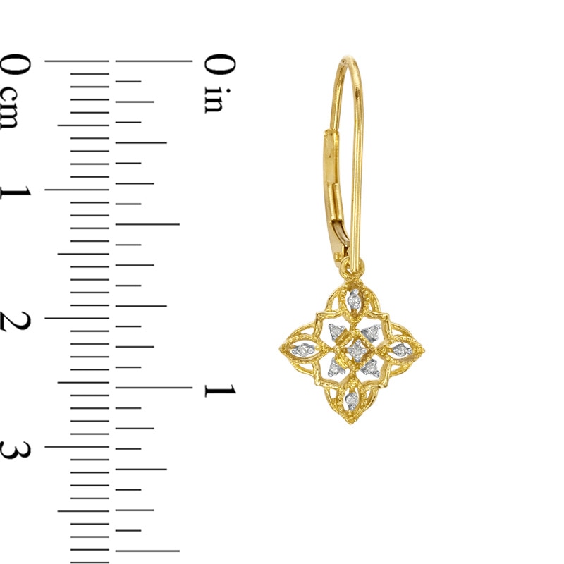 Main Image 2 of Diamond Accent Vintage-Style Drop Earrings in 10K Gold