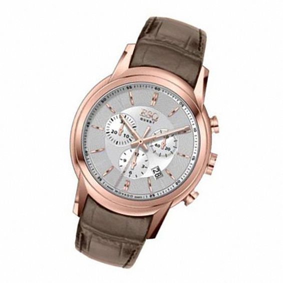 Men's ESQ Movado Quest Chronograph Rose-ToneStrap Watch with Silver-Tone Dial (Model: 07301401)